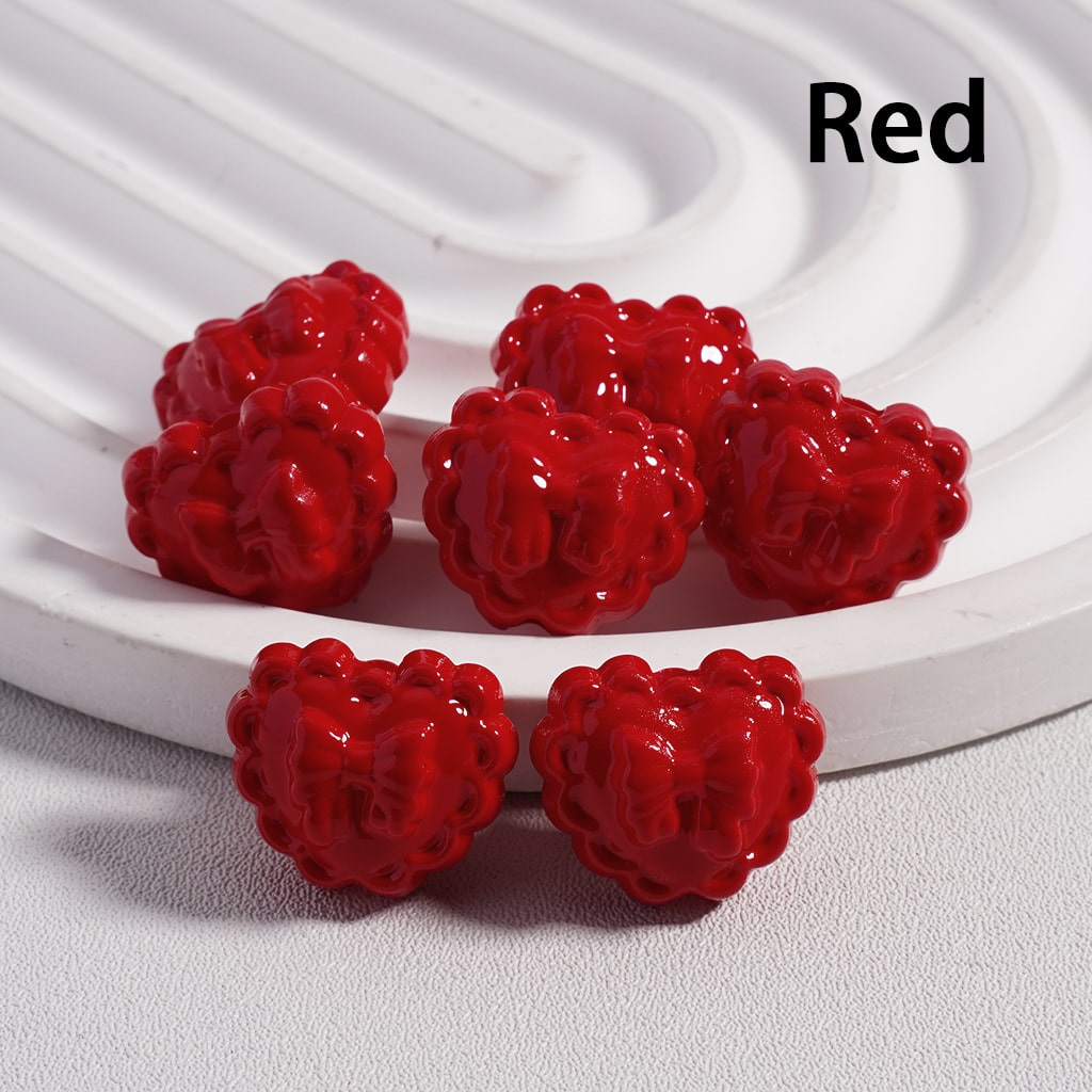Acrylic Beads Wavy Side Heart with Butterfly Prints in Solid Color, 13*16MM (Single Color is available for 300pcs(Whole Bag) Only)