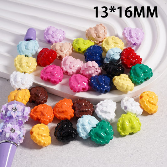 Acrylic Beads Wavy Side Heart with Butterfly Prints in Solid Color, 13*16MM (Single Color is available for 300pcs(Whole Bag) Only)