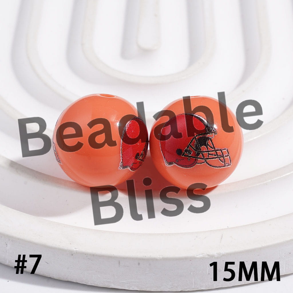 Acrylic Beads for Bracelets American Football Team, 15MM