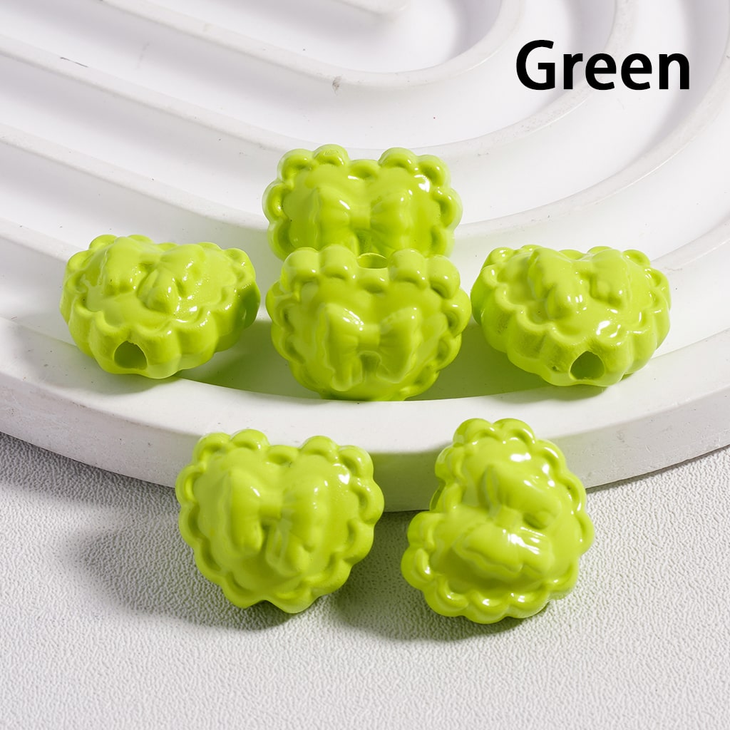 Acrylic Beads Wavy Side Heart with Butterfly Prints in Solid Color, 13*16MM (Single Color is available for 300pcs(Whole Bag) Only)