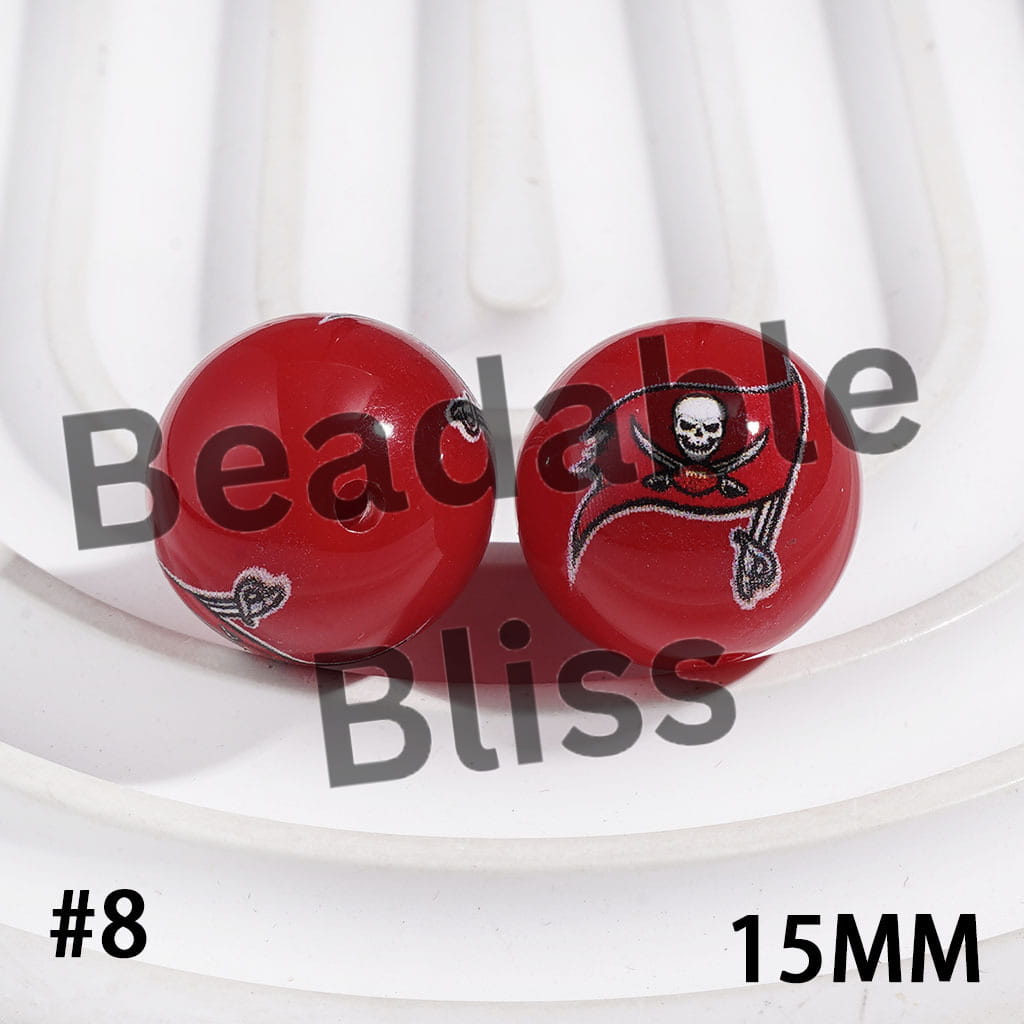Acrylic Beads for Bracelets American Football Team, 15MM