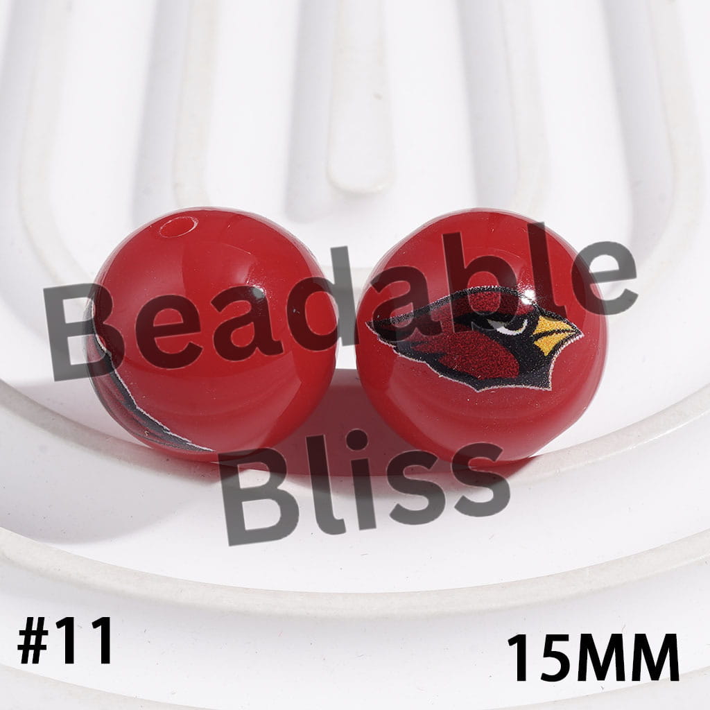 Acrylic Beads for Bracelets American Football Team, 15MM