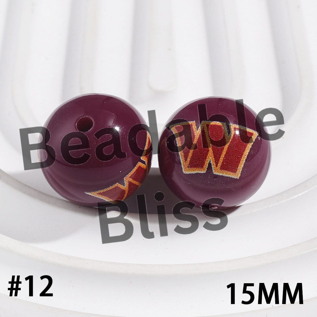 Acrylic Beads for Bracelets American Football Team, 15MM