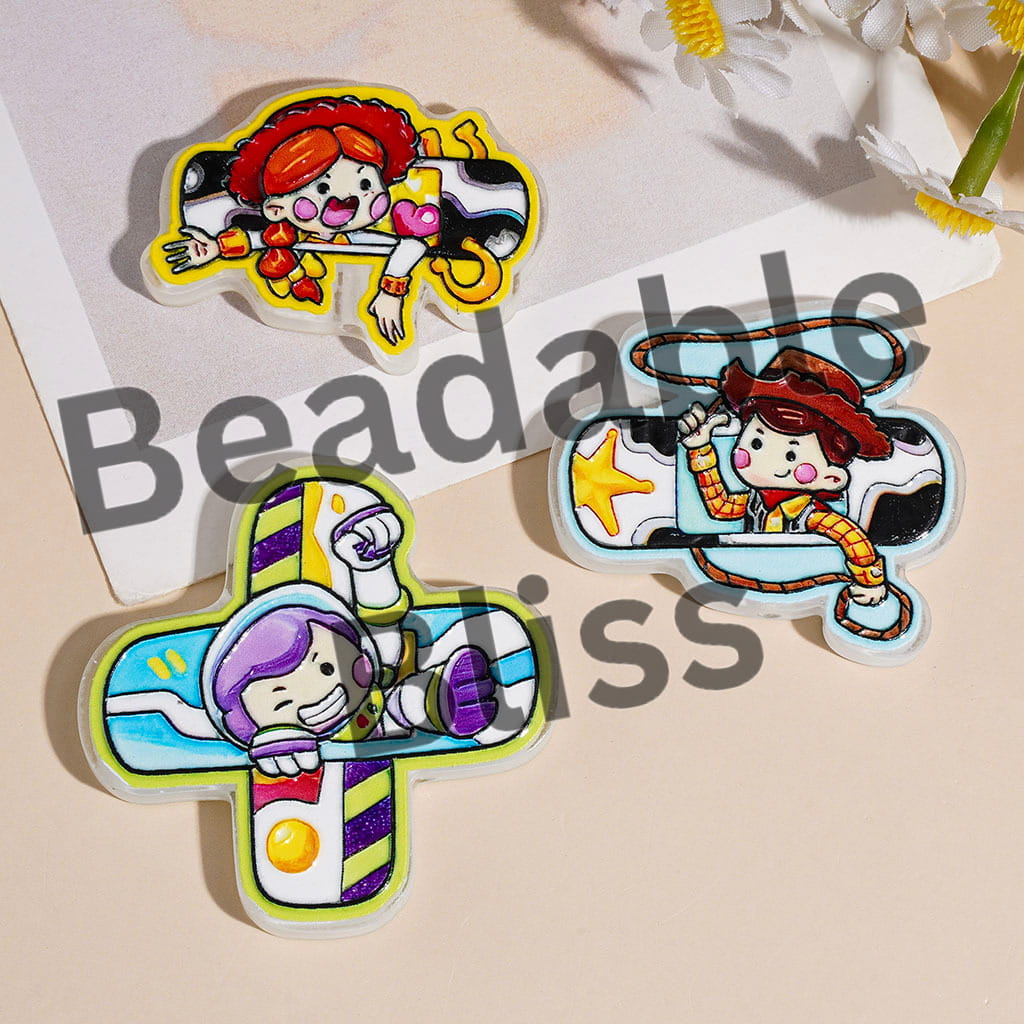 Lively Adventure Toy Character Series Acrylic Beads, Random Mix