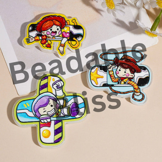 Lively Adventure Toy Character Series Acrylic Beads, Random Mix