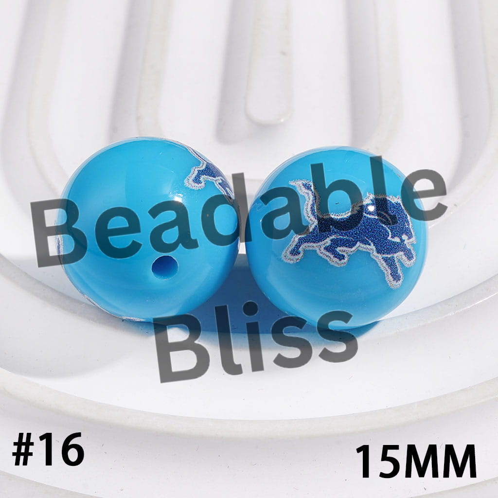 Acrylic Beads for Bracelets American Football Team, 15MM