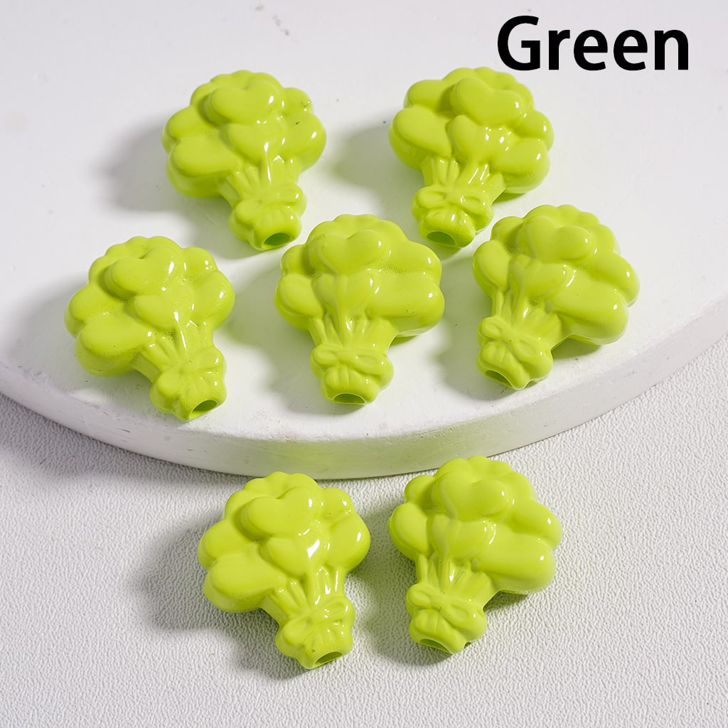 Acrylic Beads Flower Bouquet with Hearts Prints in Solid Color, 16*18MM (Single Color is available for 300pcs(Whole Bag) Only)