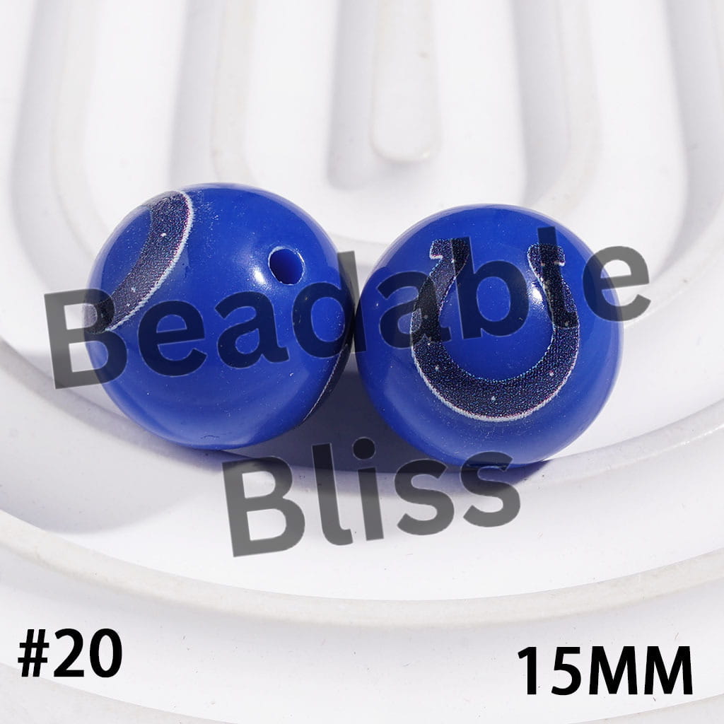 Acrylic Beads for Bracelets American Football Team, 15MM