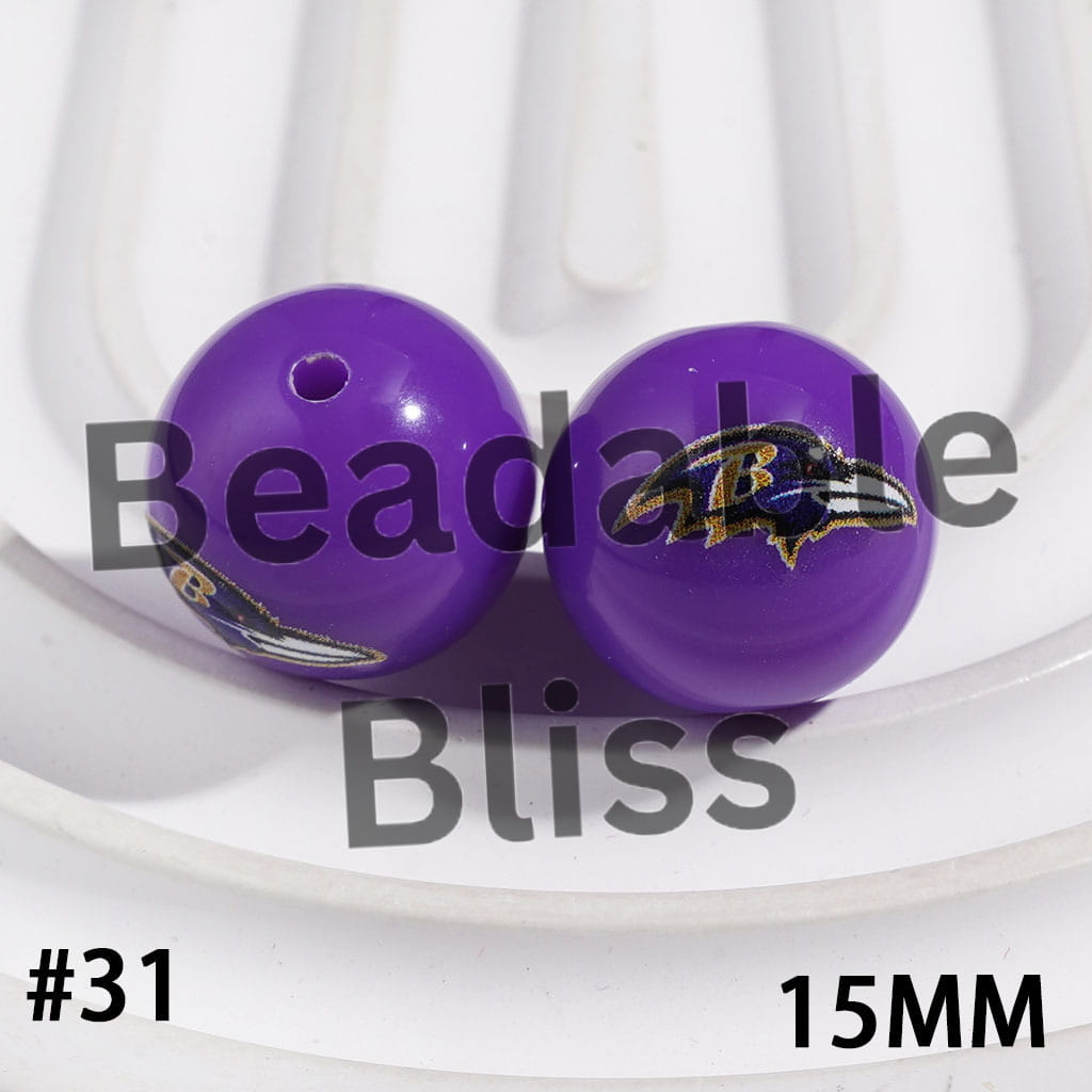 Acrylic Beads for Bracelets American Football Team, 15MM