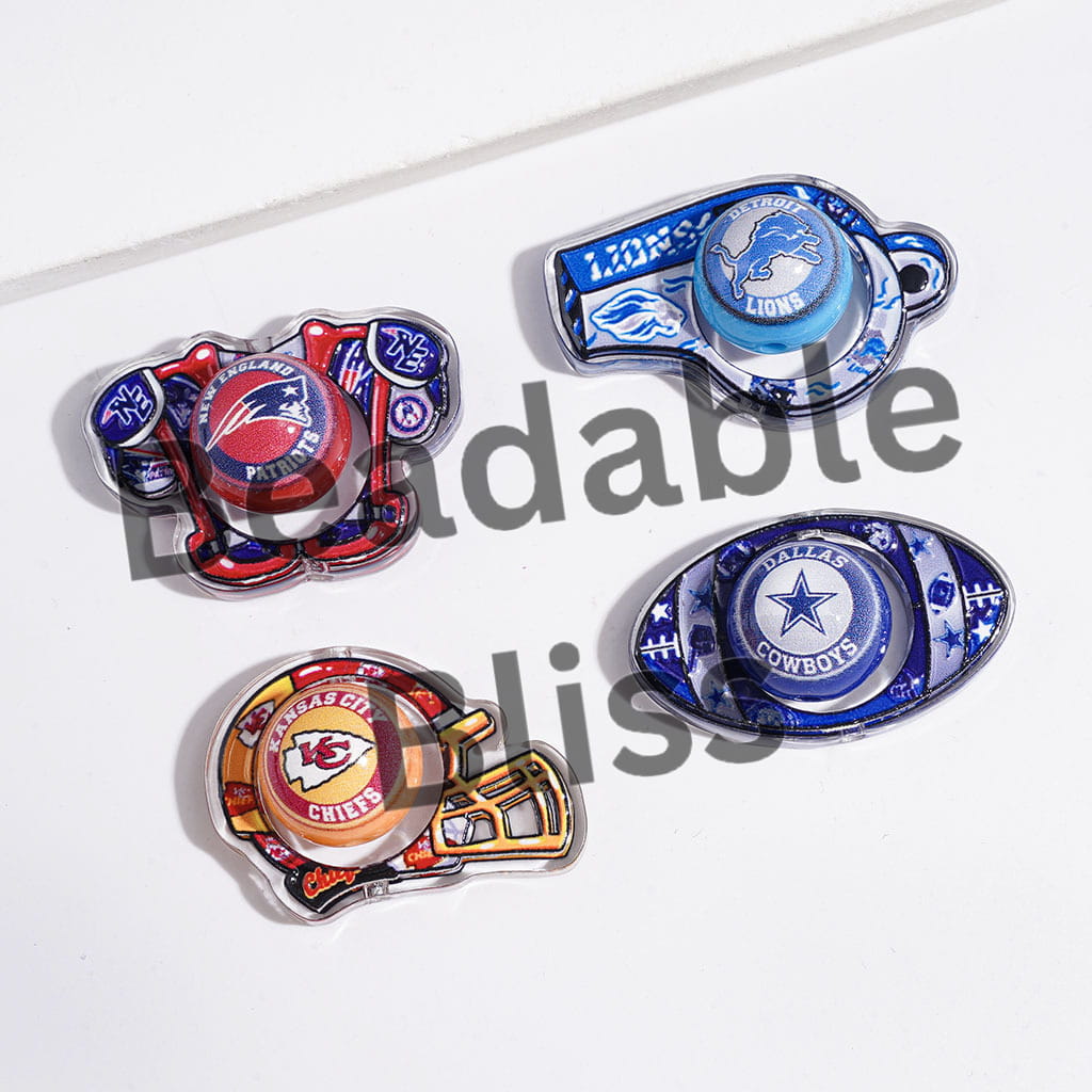 Hollowed American Football Team and Round Beads Acrylic Beads, Semi-Clear, Random Mix