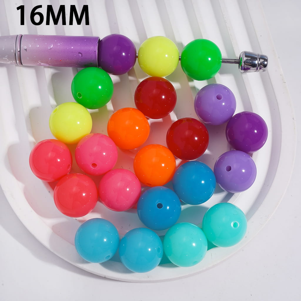 Acrylic Beads for Bracelets Round in Fluorescent Color, 16MM