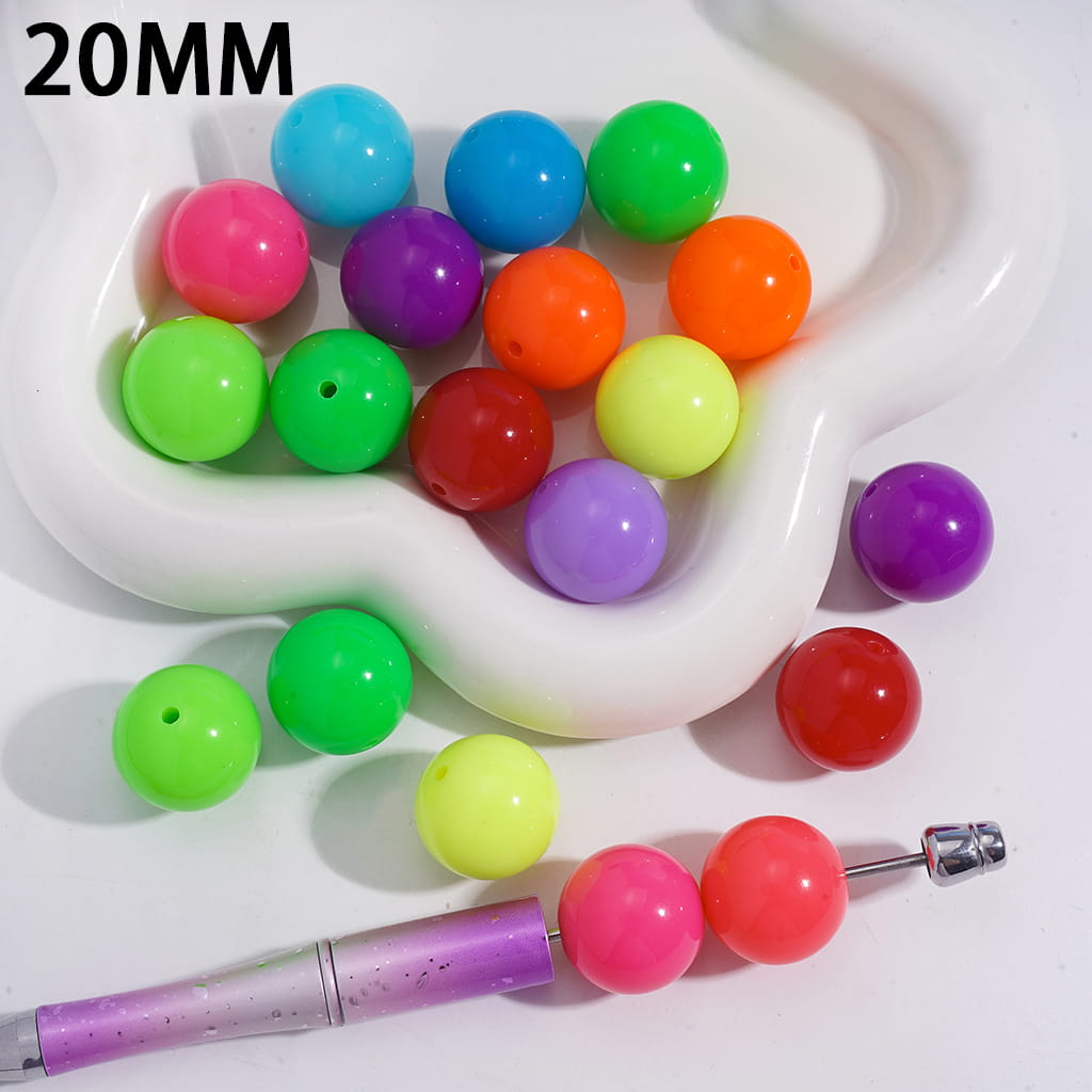 Acrylic Beads for Bracelets Round in Fluorescent Color, 20MM