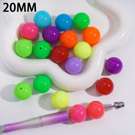 Acrylic Beads for Bracelets Round in Fluorescent Color, 20MM