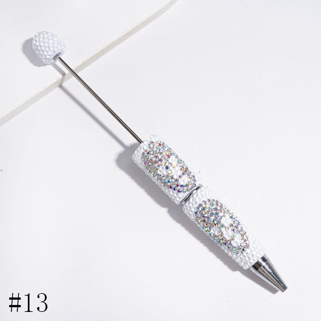 Luminous Beadable Clay Pens with Skull Head Shaped AB Rhinestones Covered the Entire Pen, Halloween Theme, Multi-Color