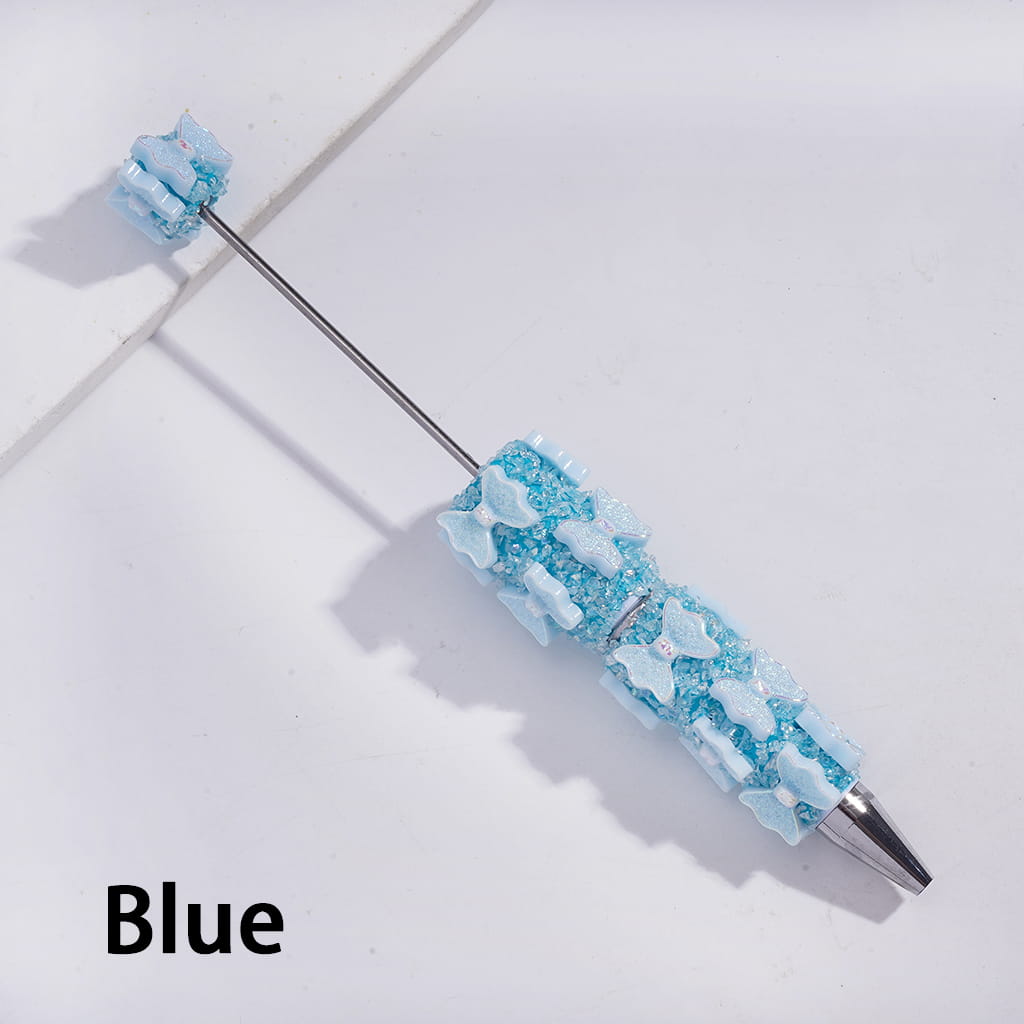 Handcrafted Beadable Sugar Clay Pens w Broken Rhinestones and UV Coating Bowtie Covered the Entire Pens, Various Color