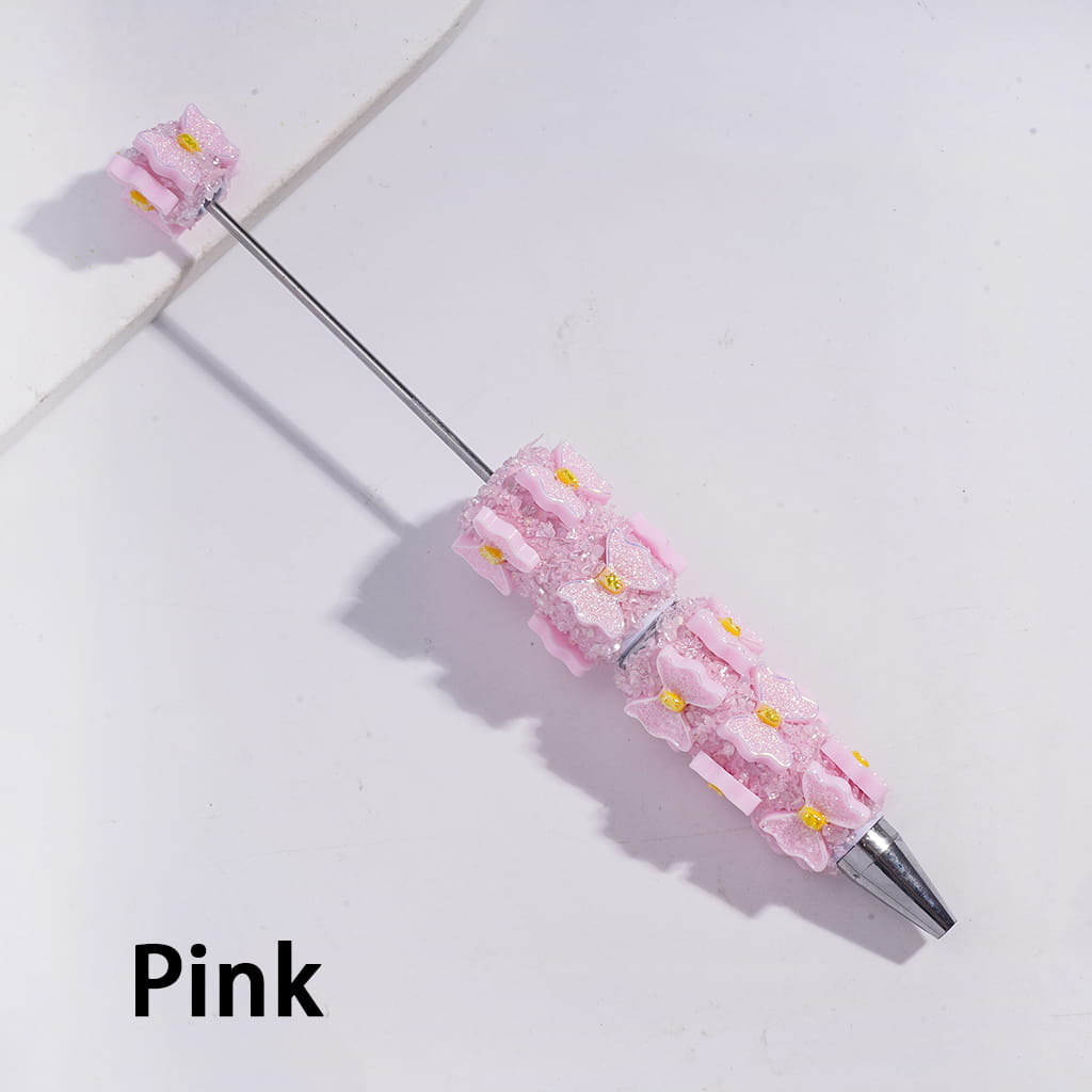 Handcrafted Beadable Sugar Clay Pens w Broken Rhinestones and UV Coating Bowtie Covered the Entire Pens, Various Color