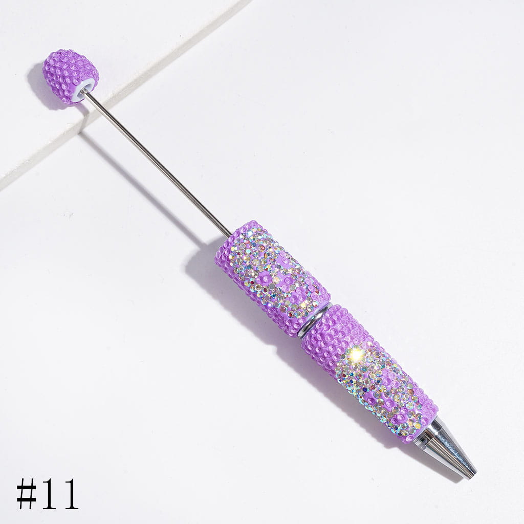 Luminous Beadable Clay Pens with Skull Head Shaped AB Rhinestones Covered the Entire Pen, Halloween Theme, Multi-Color