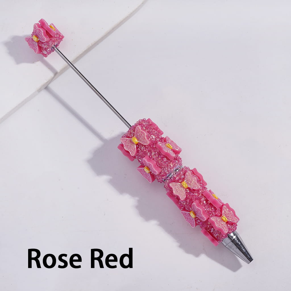 Handcrafted Beadable Sugar Clay Pens w Broken Rhinestones and UV Coating Bowtie Covered the Entire Pens, Various Color