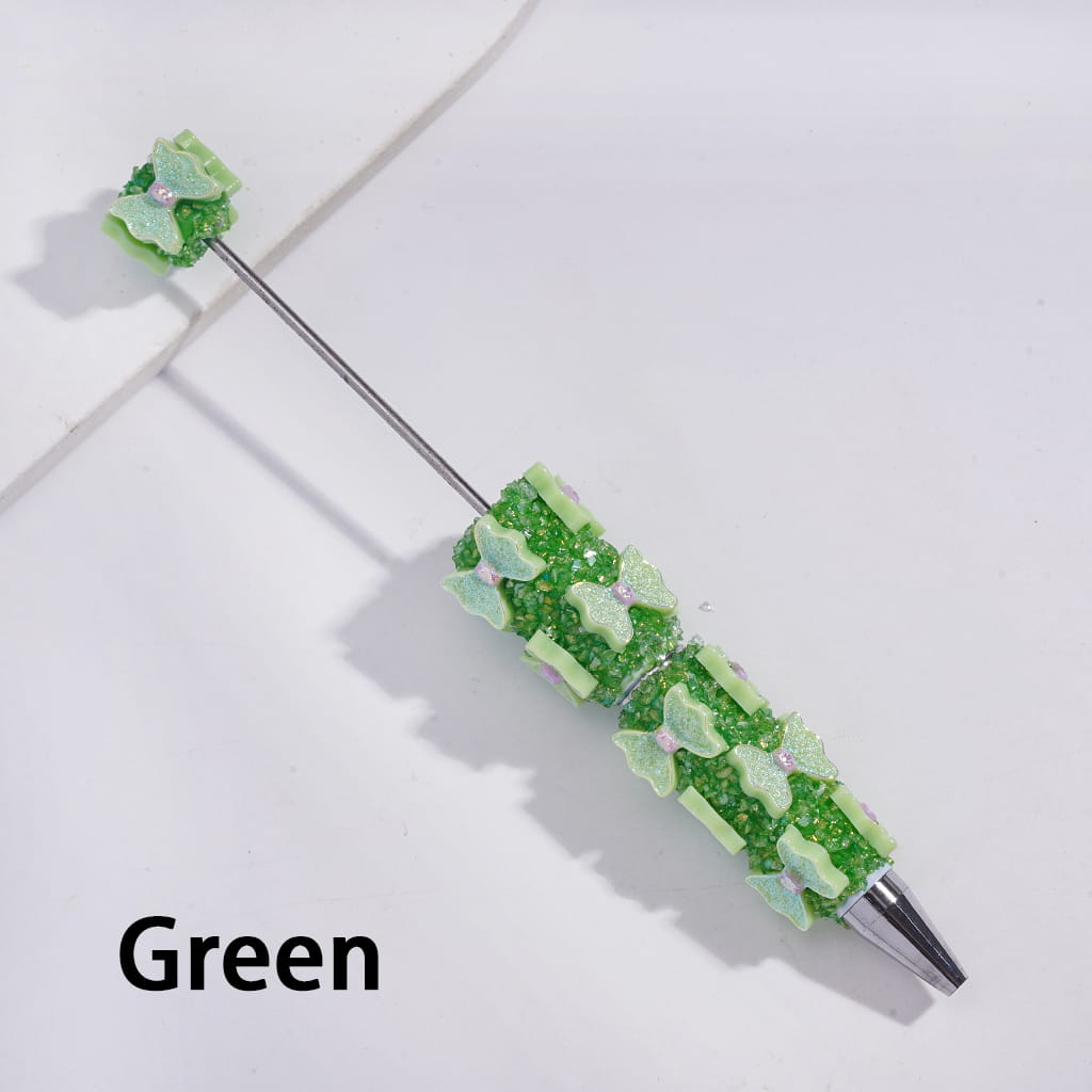 Handcrafted Beadable Sugar Clay Pens w Broken Rhinestones and UV Coating Bowtie Covered the Entire Pens, Various Color