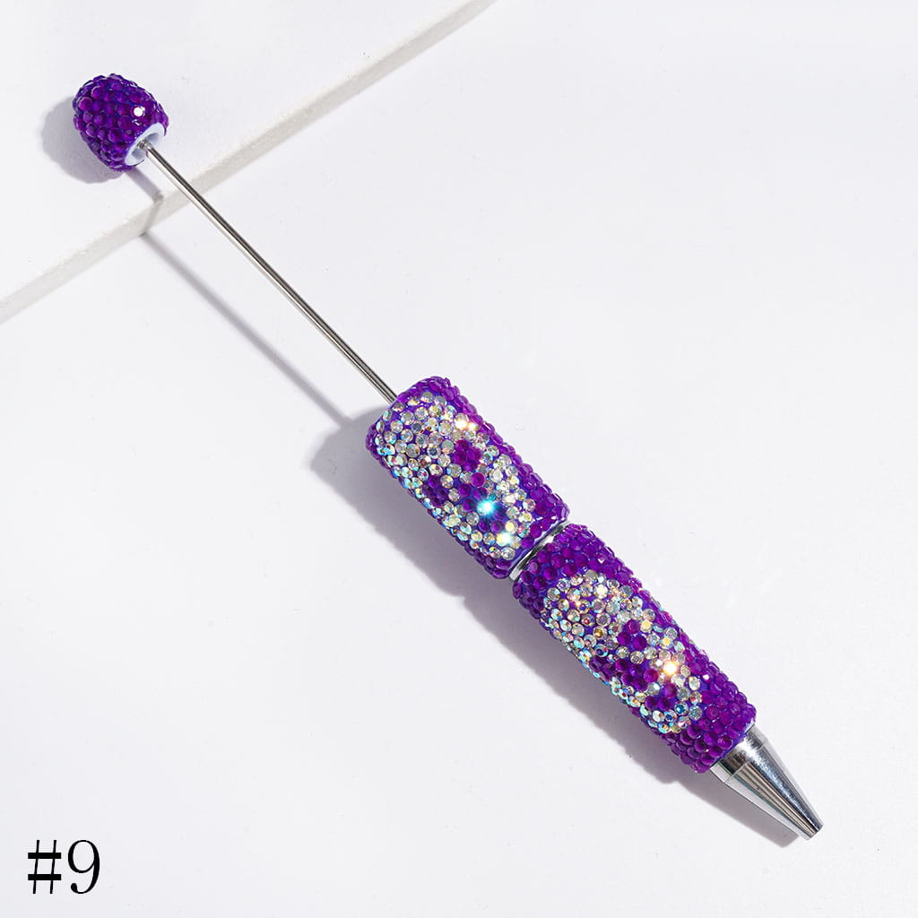 Luminous Beadable Clay Pens with Skull Head Shaped AB Rhinestones Covered the Entire Pen, Halloween Theme, Multi-Color