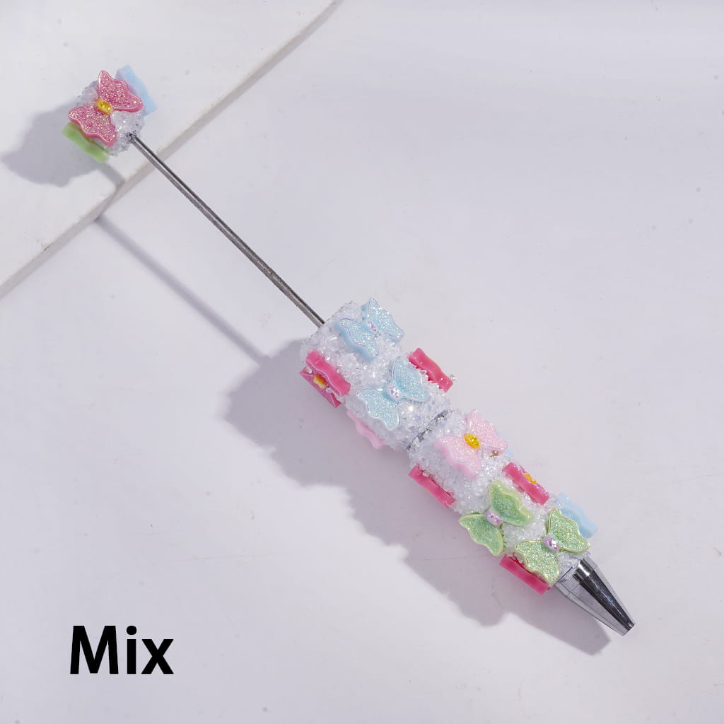 Handcrafted Beadable Sugar Clay Pens w Broken Rhinestones and UV Coating Bowtie Covered the Entire Pens, Various Color