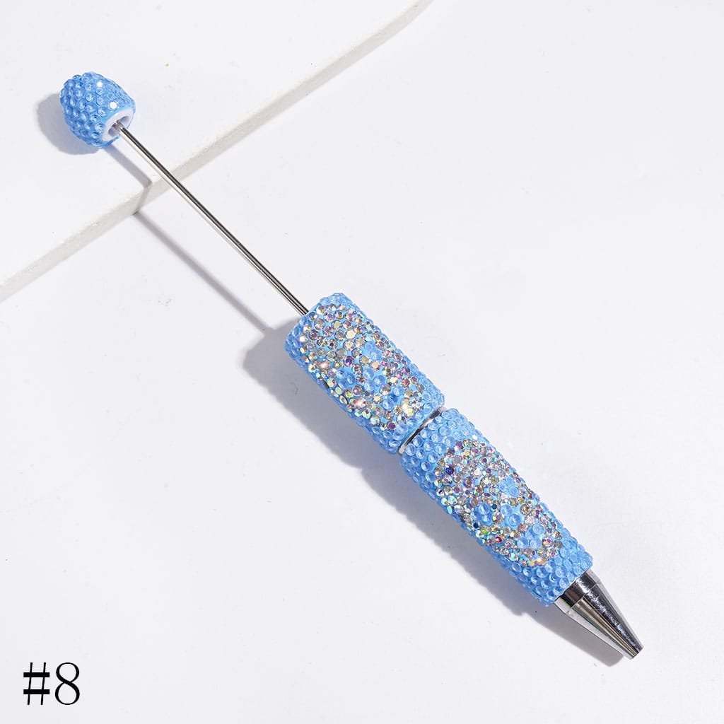 Luminous Beadable Clay Pens with Skull Head Shaped AB Rhinestones Covered the Entire Pen, Halloween Theme, Multi-Color