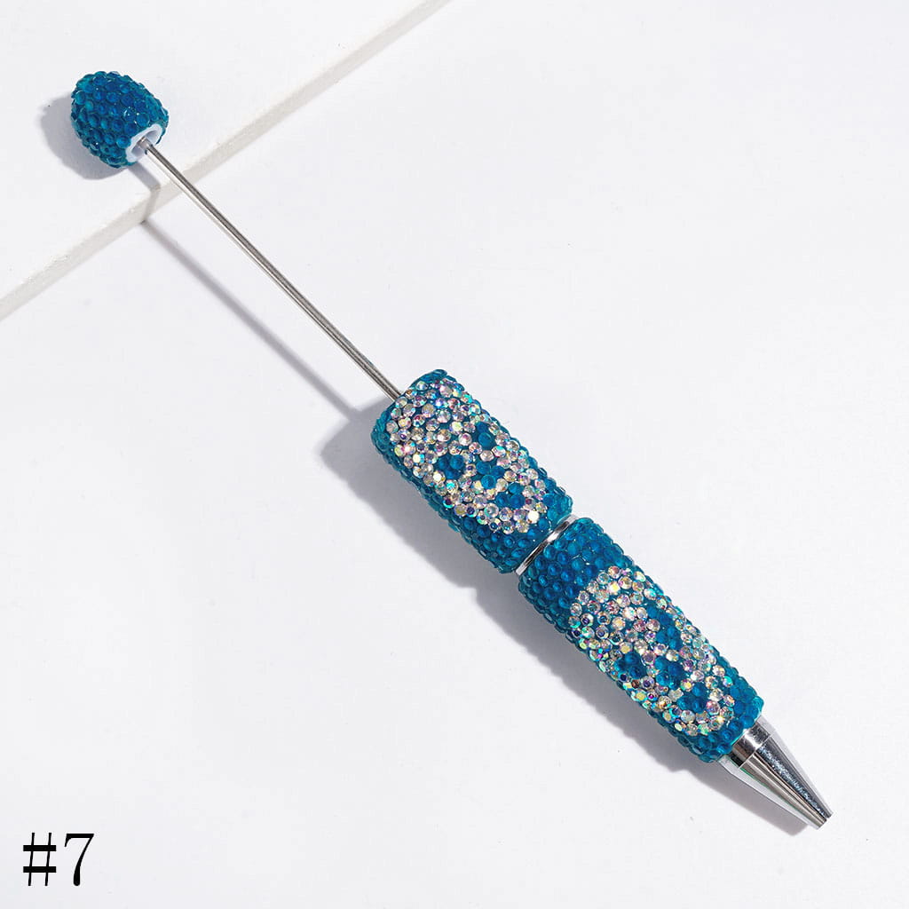 Luminous Beadable Clay Pens with Skull Head Shaped AB Rhinestones Covered the Entire Pen, Halloween Theme, Multi-Color