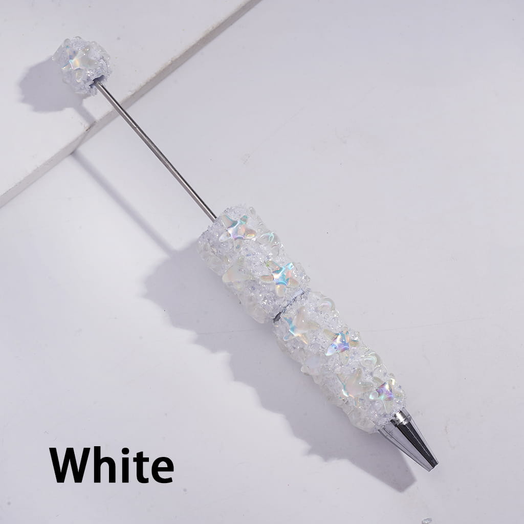 Handcrafted Beadable Sugar Clay Pens with Dazzling Starfish & Broken Rhinestones Covered the Entire Pens, Assorted Colors