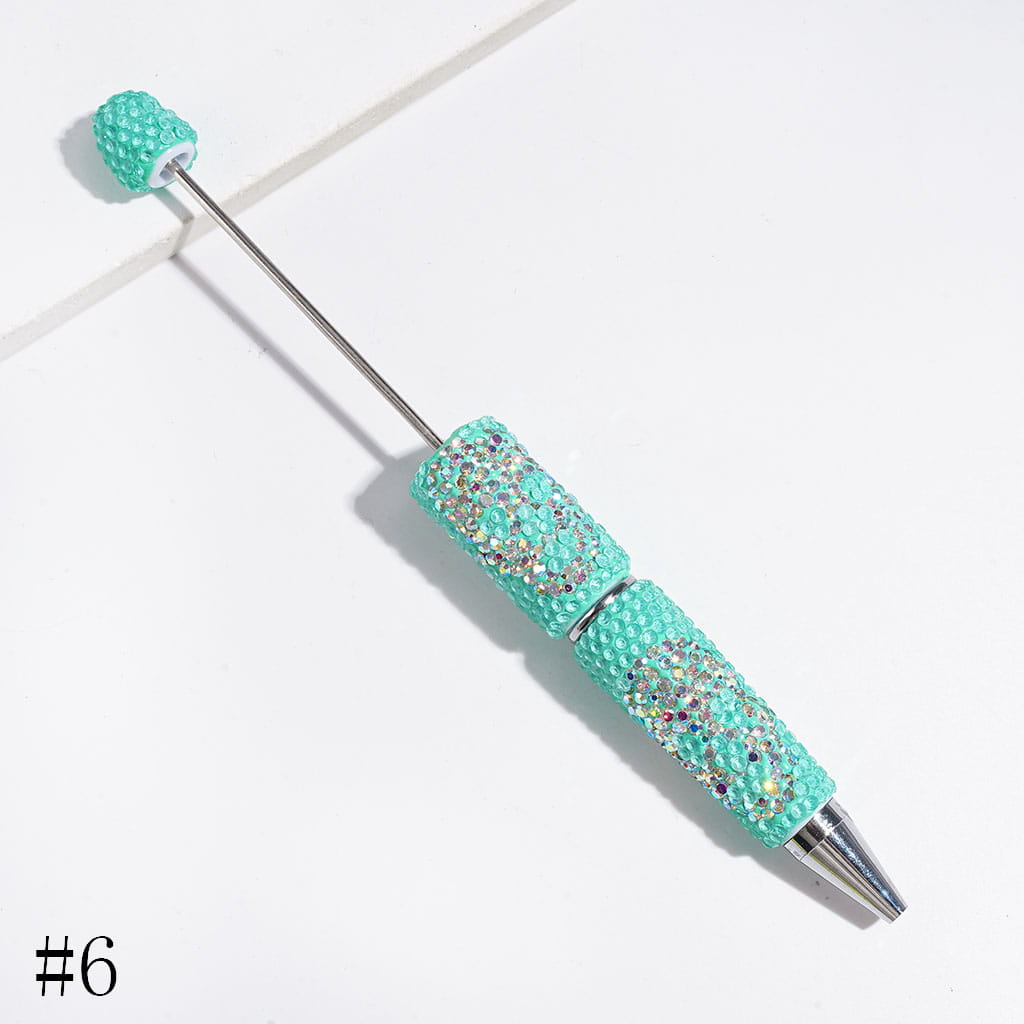 Luminous Beadable Clay Pens with Skull Head Shaped AB Rhinestones Covered the Entire Pen, Halloween Theme, Multi-Color