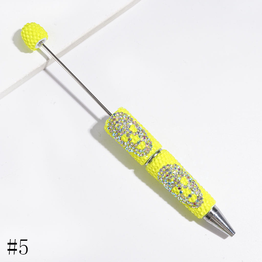 Luminous Beadable Clay Pens with Skull Head Shaped AB Rhinestones Covered the Entire Pen, Halloween Theme, Multi-Color