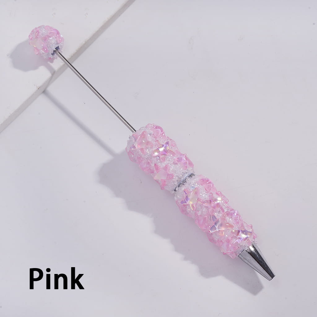 Handcrafted Beadable Sugar Clay Pens with Dazzling Starfish & Broken Rhinestones Covered the Entire Pens, Assorted Colors