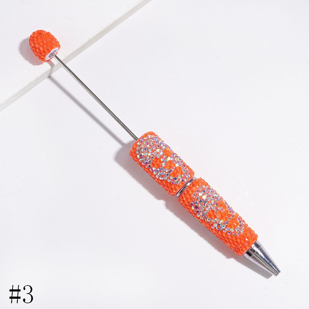Luminous Beadable Clay Pens with Skull Head Shaped AB Rhinestones Covered the Entire Pen, Halloween Theme, Multi-Color