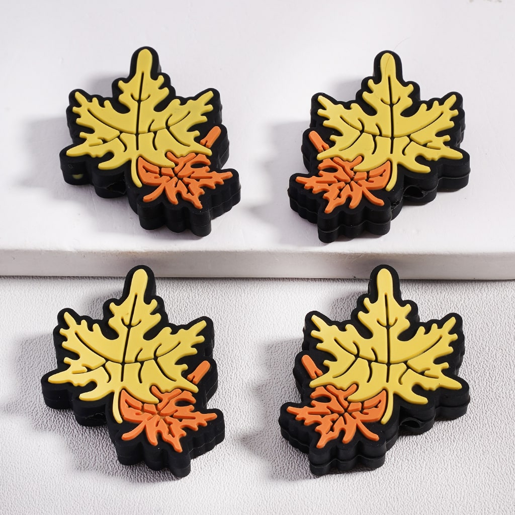 Silicone Focal Beads Cute Maple Leaf for Thanksgiving Day