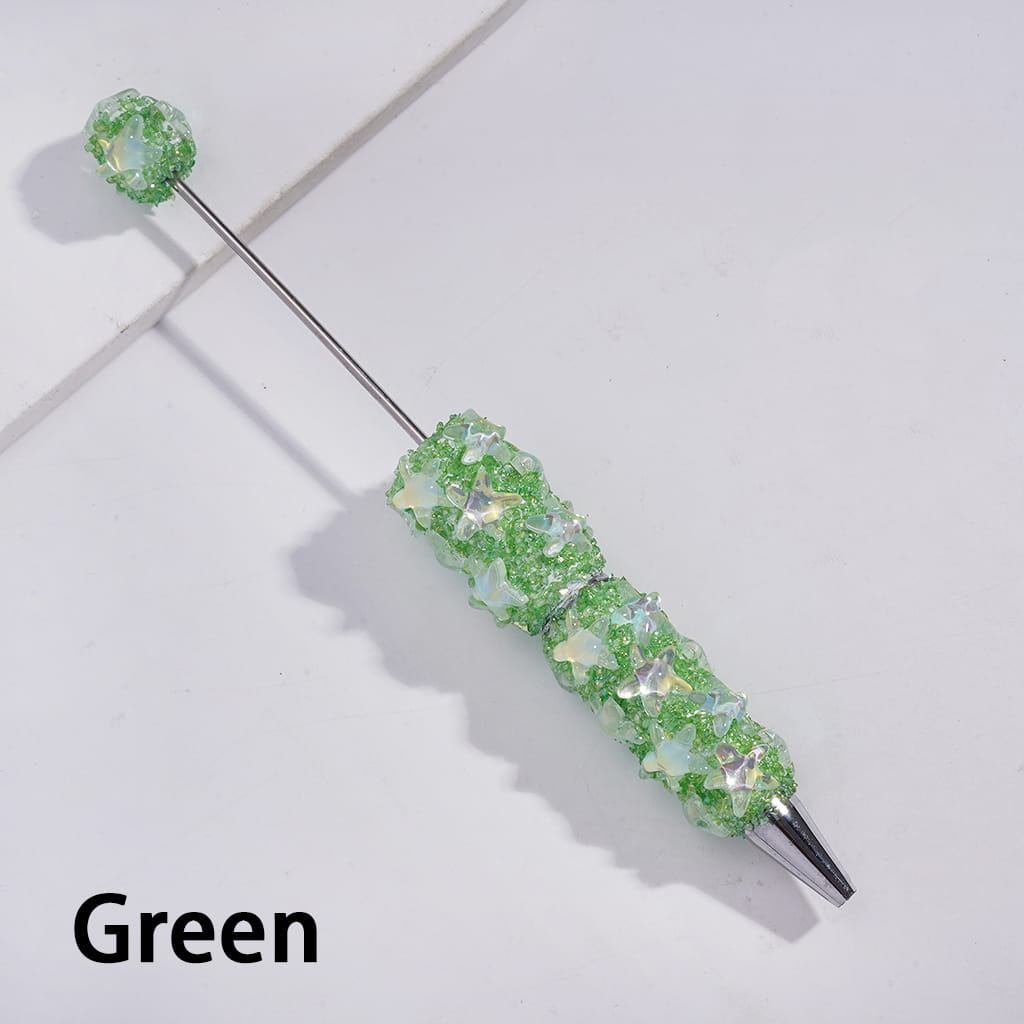 Handcrafted Beadable Sugar Clay Pens with Dazzling Starfish & Broken Rhinestones Covered the Entire Pens, Assorted Colors
