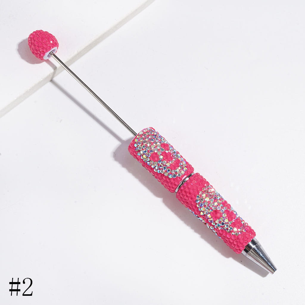 Luminous Beadable Clay Pens with Skull Head Shaped AB Rhinestones Covered the Entire Pen, Halloween Theme, Multi-Color