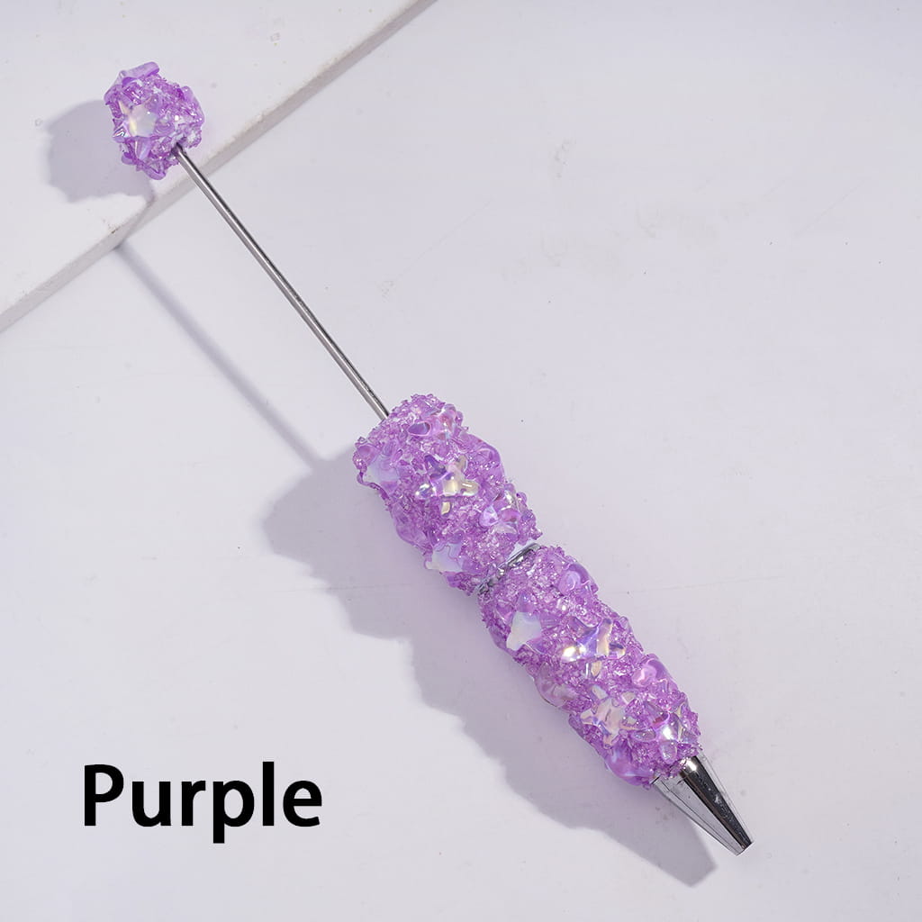 Handcrafted Beadable Sugar Clay Pens with Dazzling Starfish & Broken Rhinestones Covered the Entire Pens, Assorted Colors