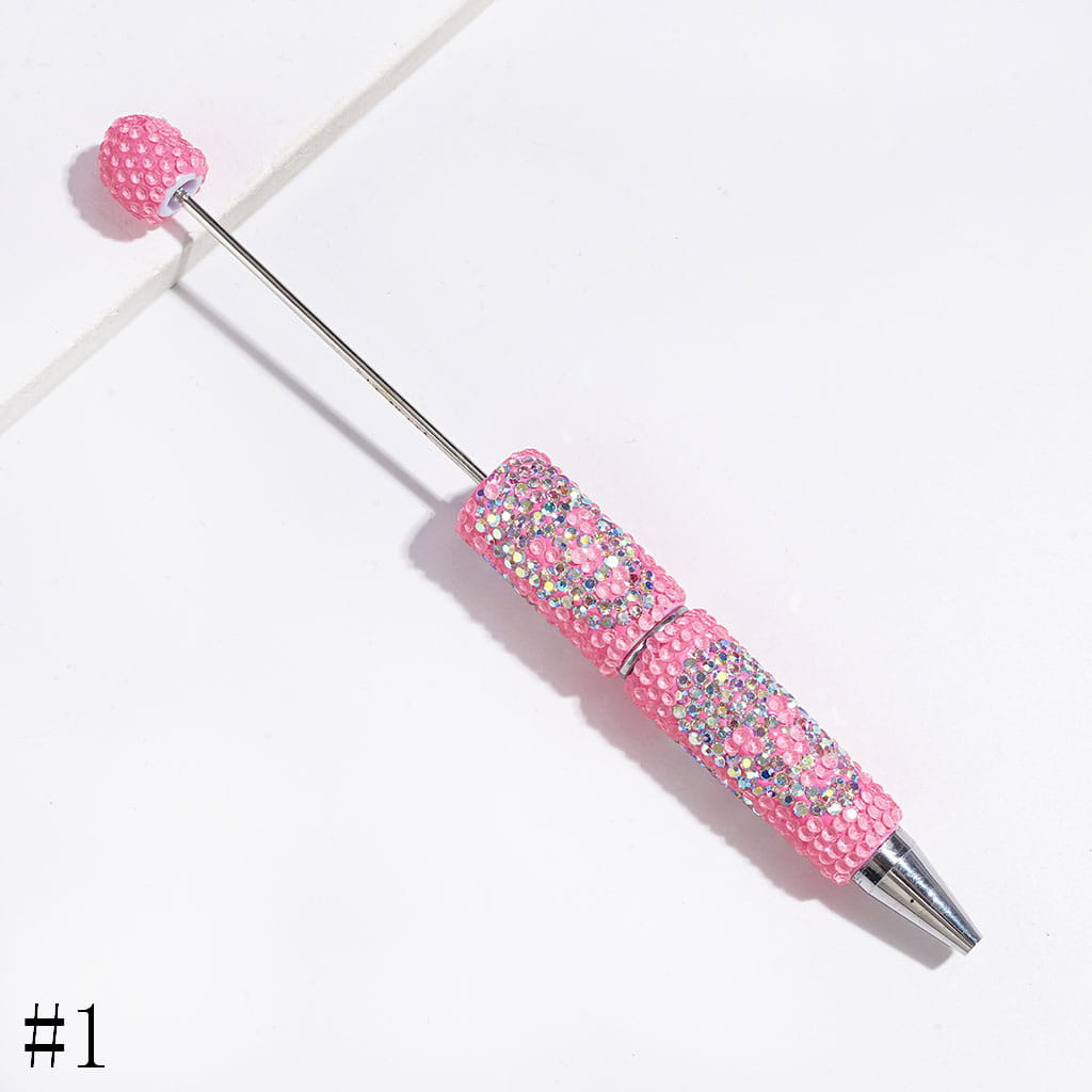 Luminous Beadable Clay Pens with Skull Head Shaped AB Rhinestones Covered the Entire Pen, Halloween Theme, Multi-Color