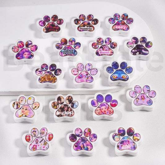 Silicone Focal Beads K-Pop Demo Hunte Series Paw Prints Mix
