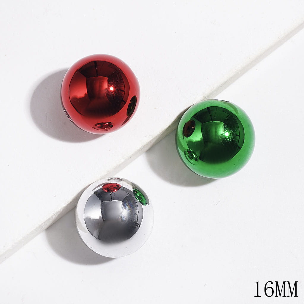 Christmas Theme Acrylic Beads for DIY Bracelets Ornaments, Metallic Finish, 16MM Multi-Color Random Mix