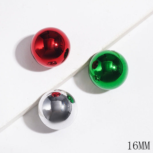 Christmas Theme Acrylic Beads for DIY Bracelets Ornaments, Metallic Finish, 16MM Multi-Color Random Mix