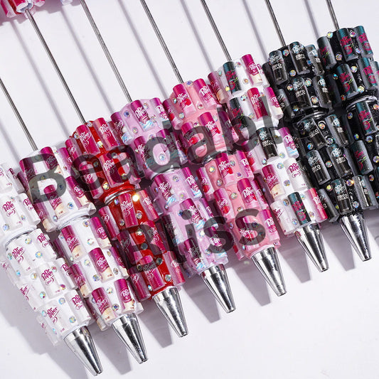 Beadable Clay Pens with Soda Drinking Can and AB Rhinestones, Multi-Color, Random Mix