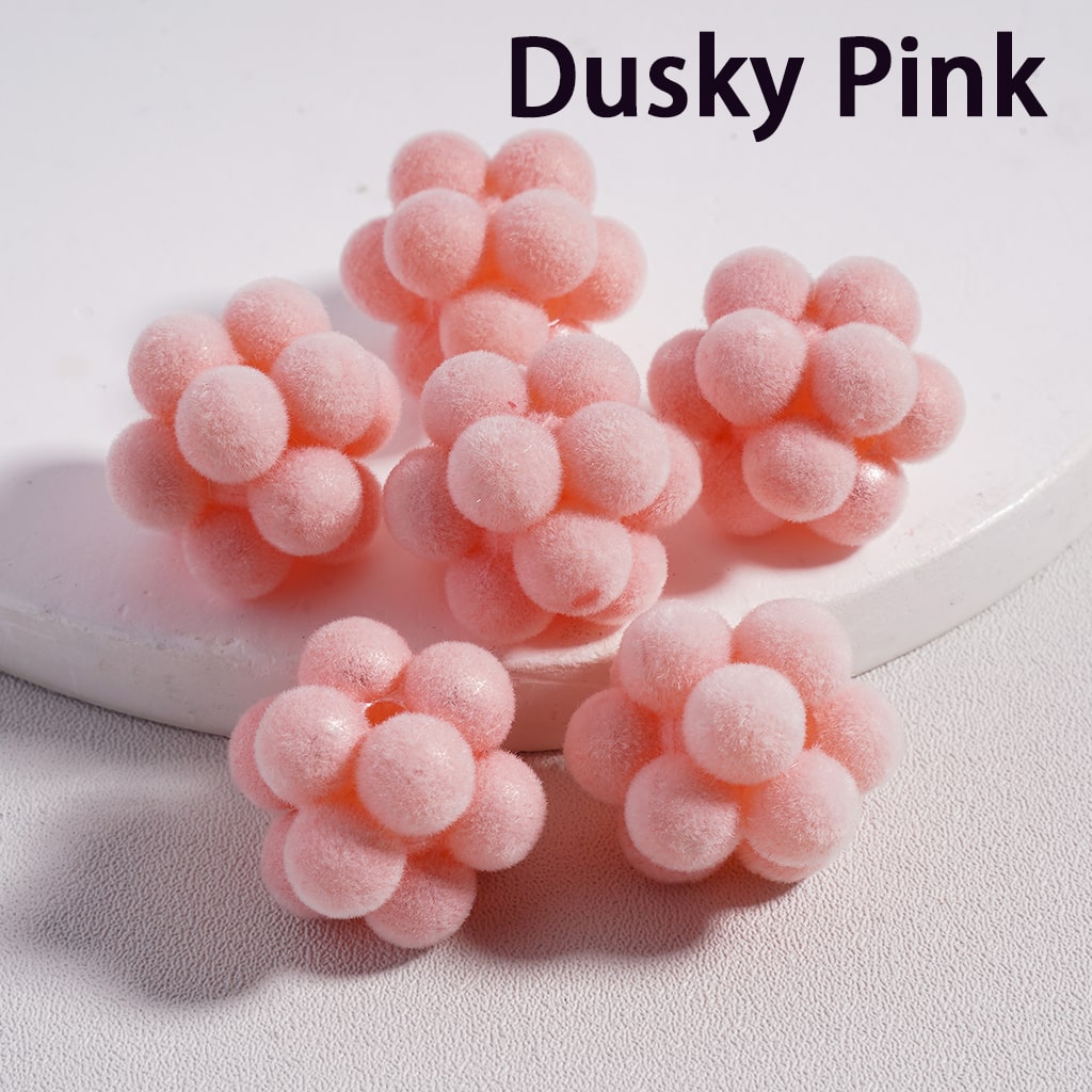 Acrylic Beads Flocked Fluffy Bayberry Ball Multi-Color 20MM (Single Color is available for 200pcs(Whole Bag)Only)