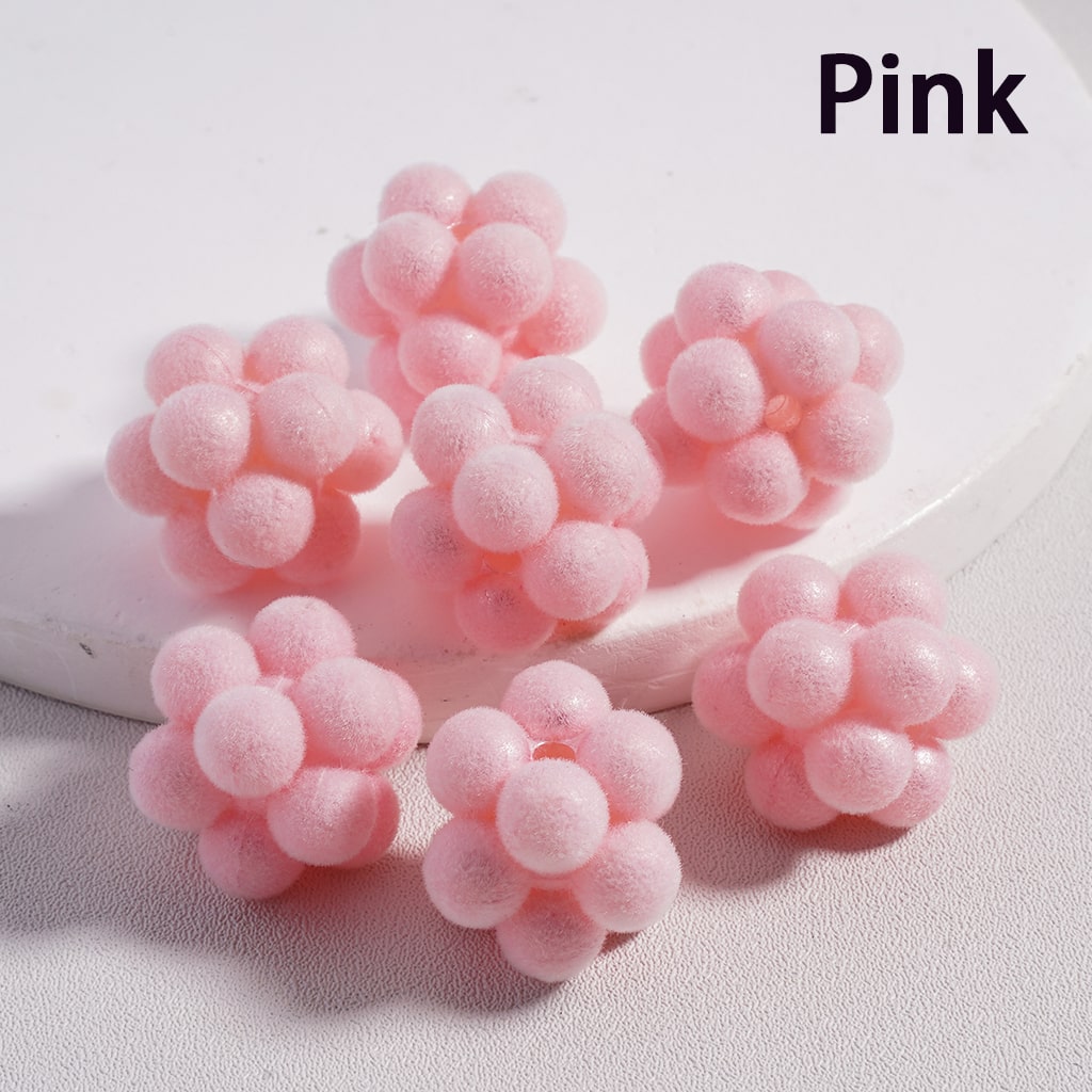 Acrylic Beads Flocked Fluffy Bayberry Ball Multi-Color 20MM (Single Color is available for 200pcs(Whole Bag)Only)
