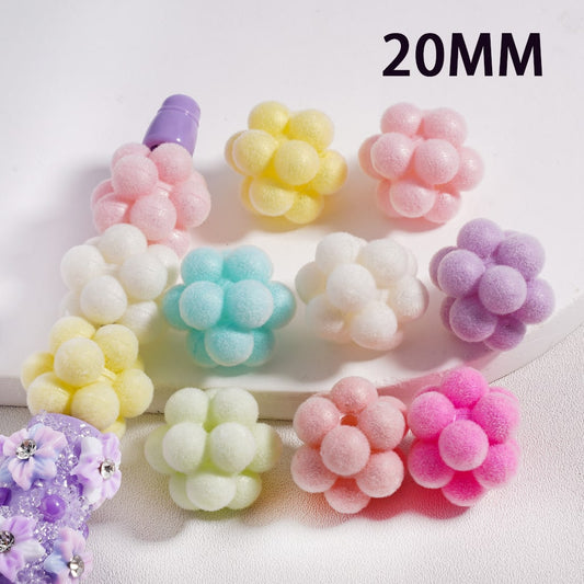 Acrylic Beads Flocked Fluffy Bayberry Ball Multi-Color 20MM (Single Color is available for 200pcs(Whole Bag)Only)