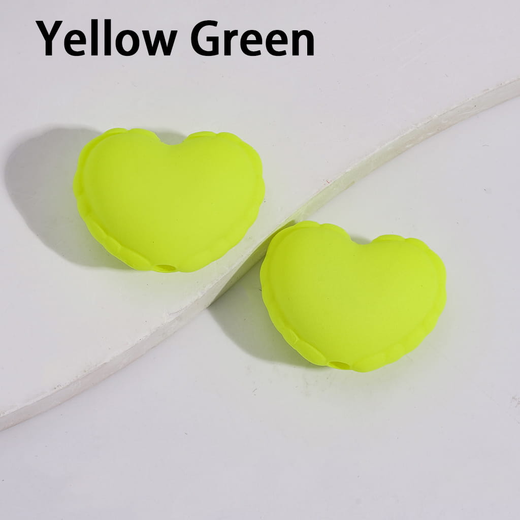 Acrylic Heart Beads with Wavy-Shaped Edge in Matte Rubber Touch, Neon Colors, 24*19MM,  Various Color