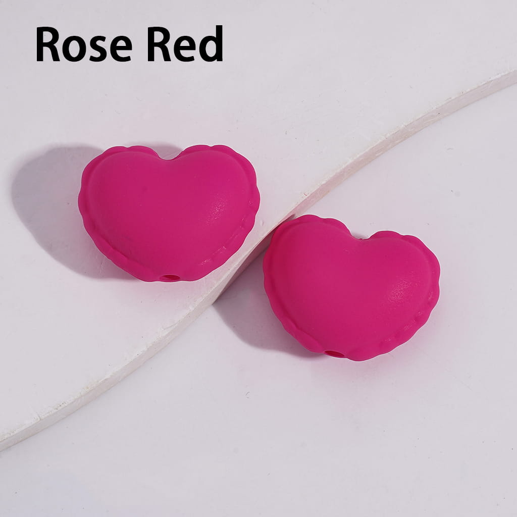 Acrylic Heart Beads with Wavy-Shaped Edge in Matte Rubber Touch, Neon Colors, 24*19MM,  Various Color