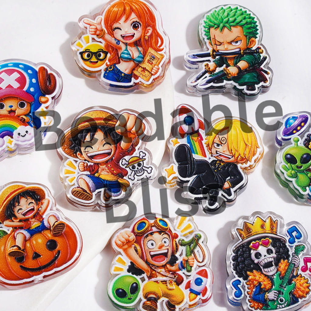 Japanese Anime Pirate Crew Character Series Acrylic Beads, Semi-Clear ...