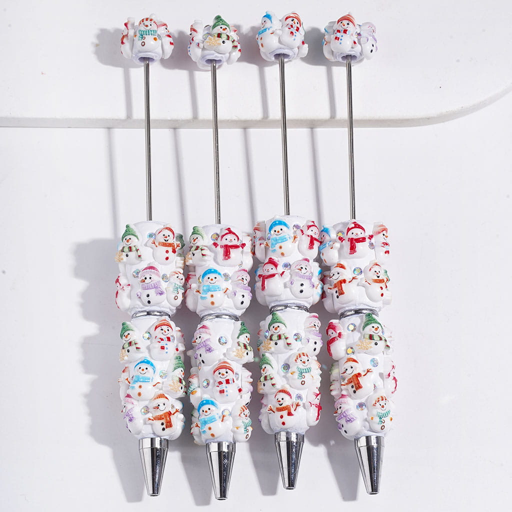 Beadable Clay Pens with Diverse Style Snowman and AB Rhinestones