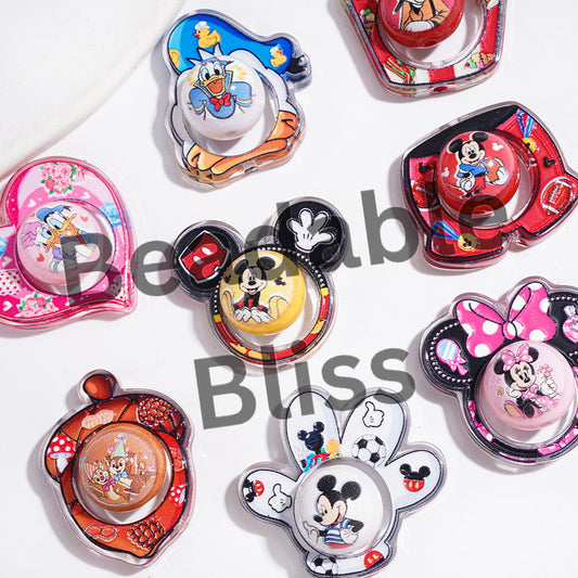 Acrylic Beads Classic Animation Animal Printed Series Collection Set, Semi-Clear, Random Mix
