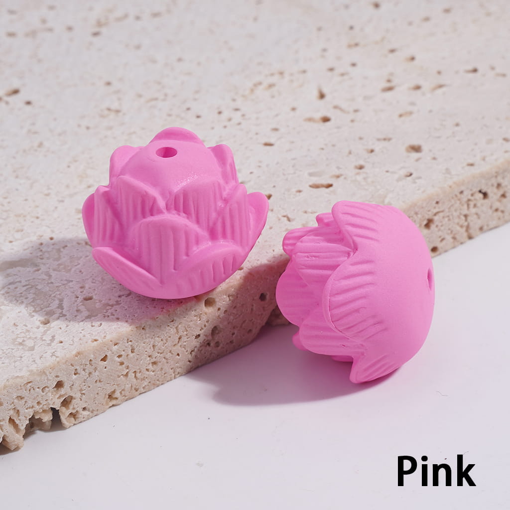 Acrylic Lotus Beads Matte Rubber Touch, Fluorescent Colors, 17*21MM, Multi-Color